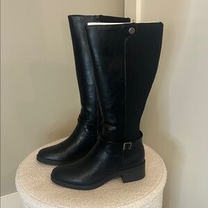 Life Stride Black Knee High Boots with Buckle- built in stretch.